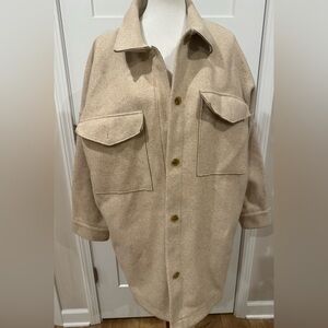 Banana Republic Factory Beige Shacket Shirt Jacket Size XL